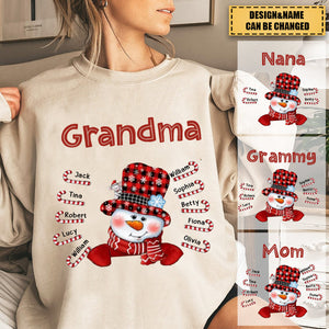 Personalized Grandma Snowman Heart Sweatshirt