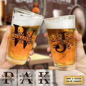 Personalized Minimalist Monogram Vintage Style Beer Glass