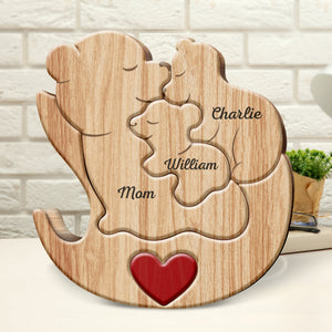 Personalized Mama Bear Wooden Puzzle Gift For Mother, Family