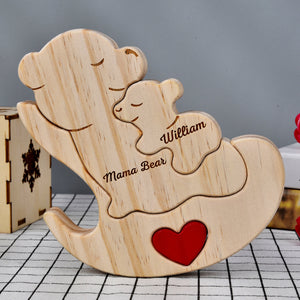 Personalized Mama Bear Wooden Puzzle Gift For Mother, Family