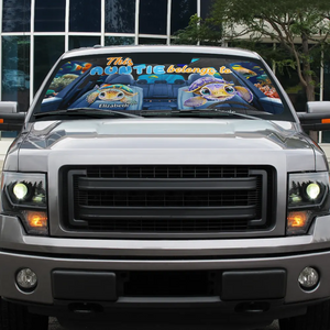 Personalized Auto Windshield Sunshade, Car Window Protector - This Grandma Belongs To Turtle Summer