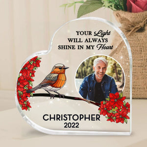 Your Light Will Always Shine In My Heart - Personalized Memorial Plaque