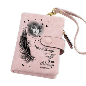 Personalized Memorial Wings Photo Leather Wallet Card Holder