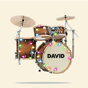 Drum Kit With Christmas Lights Personalized Christmas Ornament