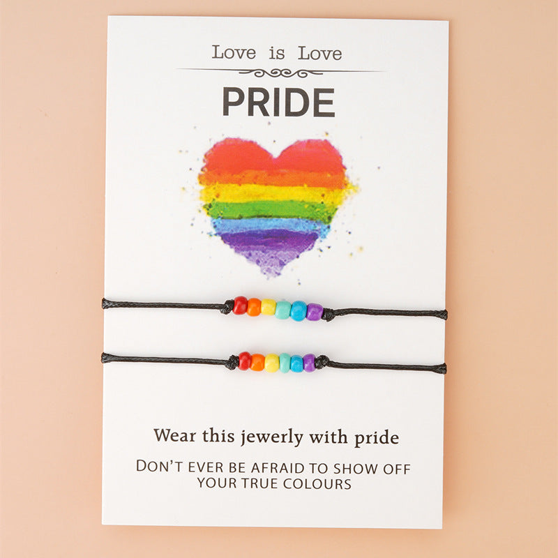 Love is Love Rainbow Couple Bracelets
