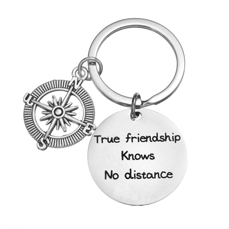Compass Key Chain - True Friendship Knows