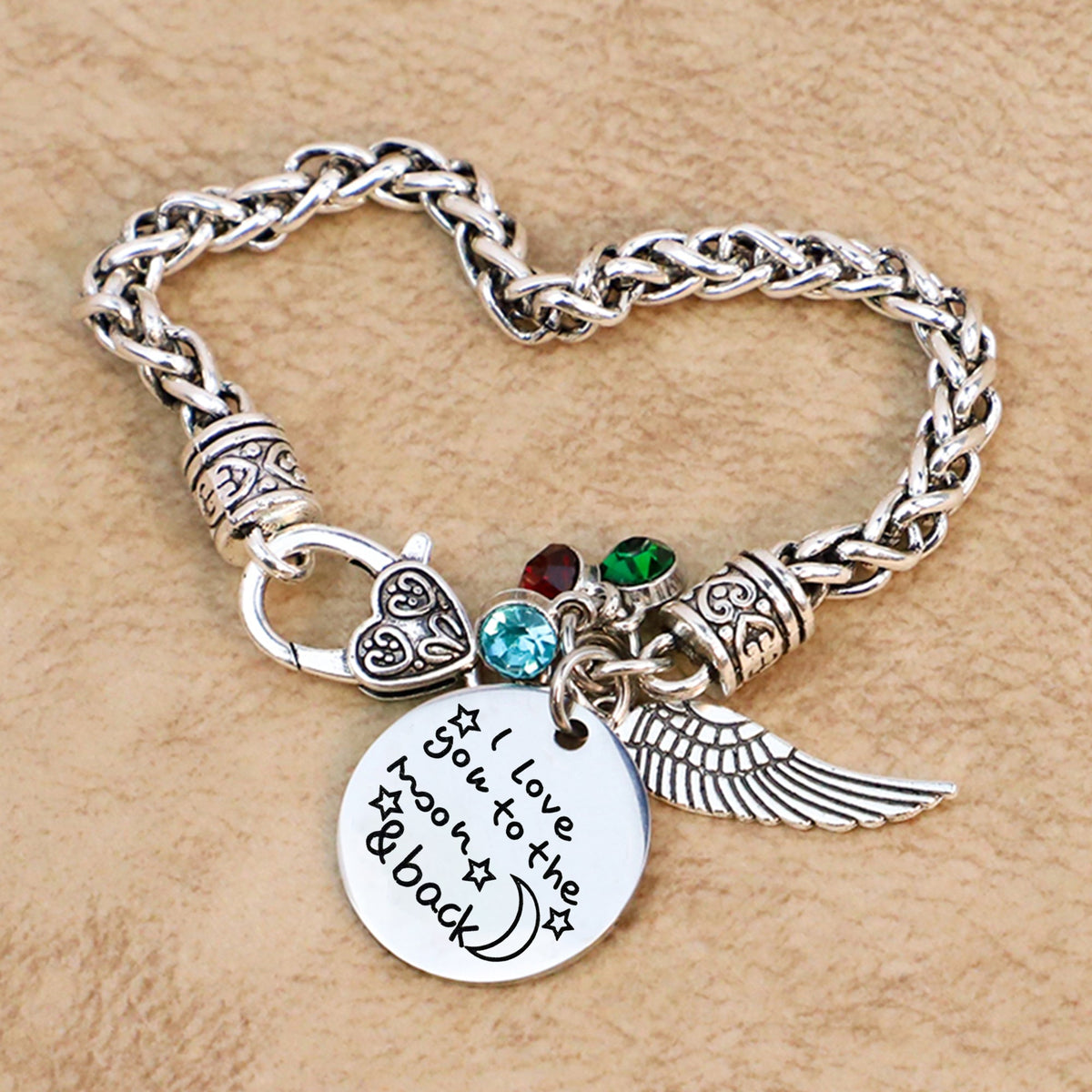 Love you to the Moon & Back Antique Silver Bracelet