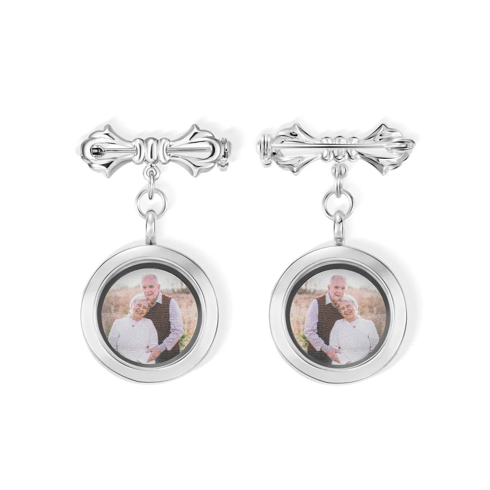 Personalized Photo Wedding Lapel Pin, Bridal Bouquet Charm Pendant