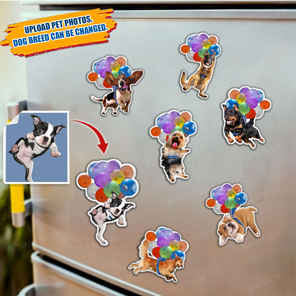 Personalized Photo Fridge Magnet-Fly With Bubbles- For Dog Lover