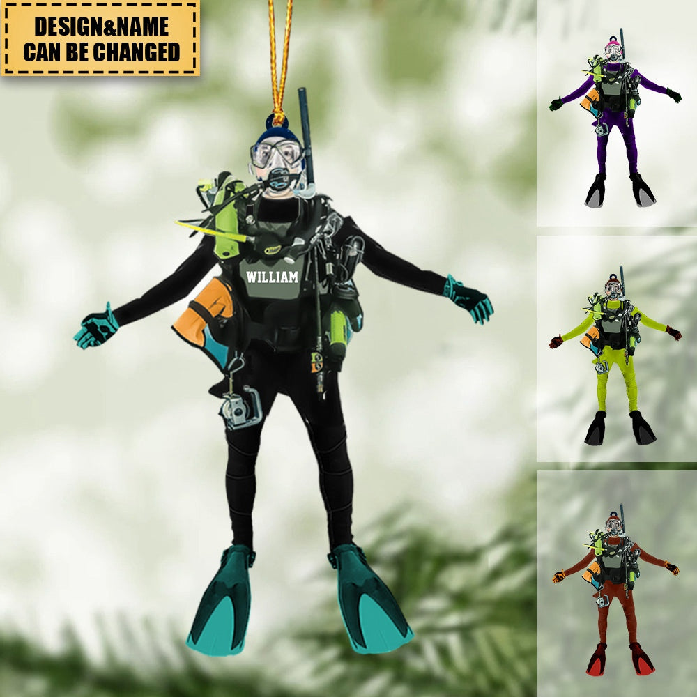 Personalized Diver Acrylic Hanging Ornament, Gift For Diving Lovers