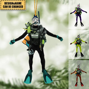 Personalized Diver Acrylic Hanging Ornament, Gift For Diving Lovers