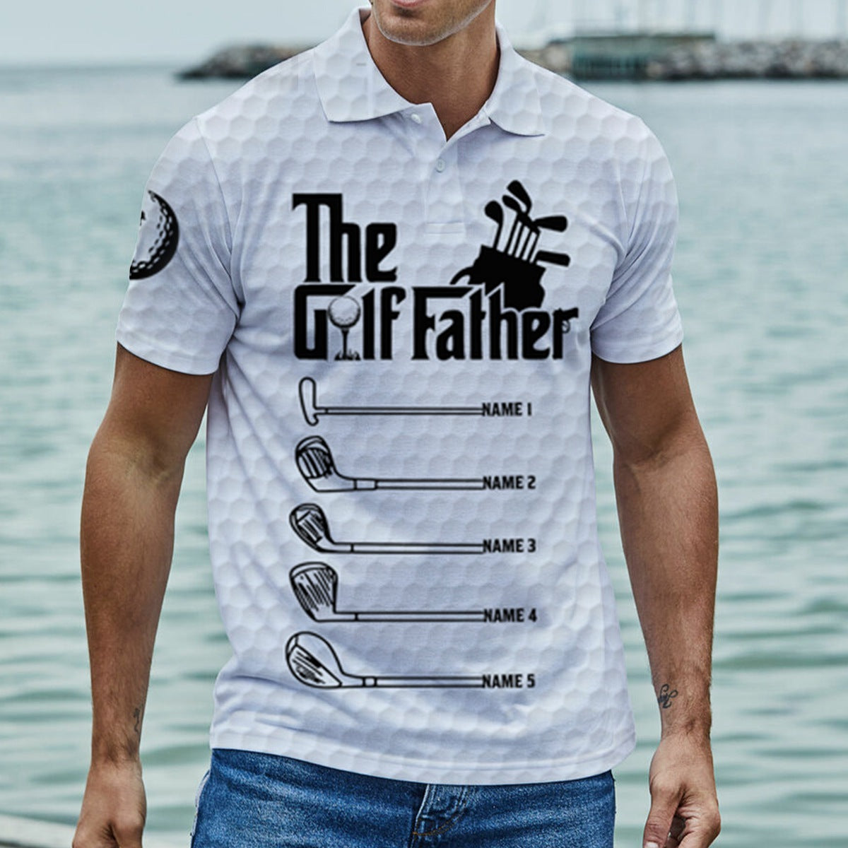 The Golf Father Grandfather - Best Dad By Par - Personalized Polo Shirt