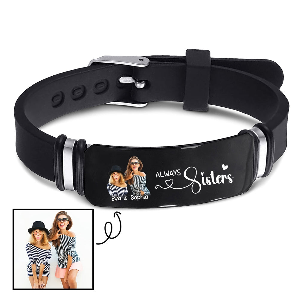 Personalized Always Sisters Friends Engraved Bracelet