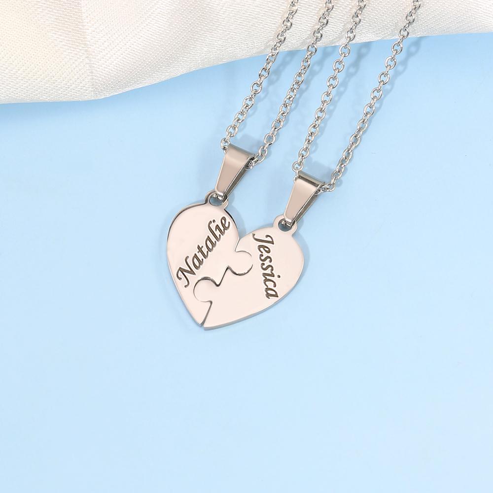 Personalized Name Puzzle we are together Heart Necklace