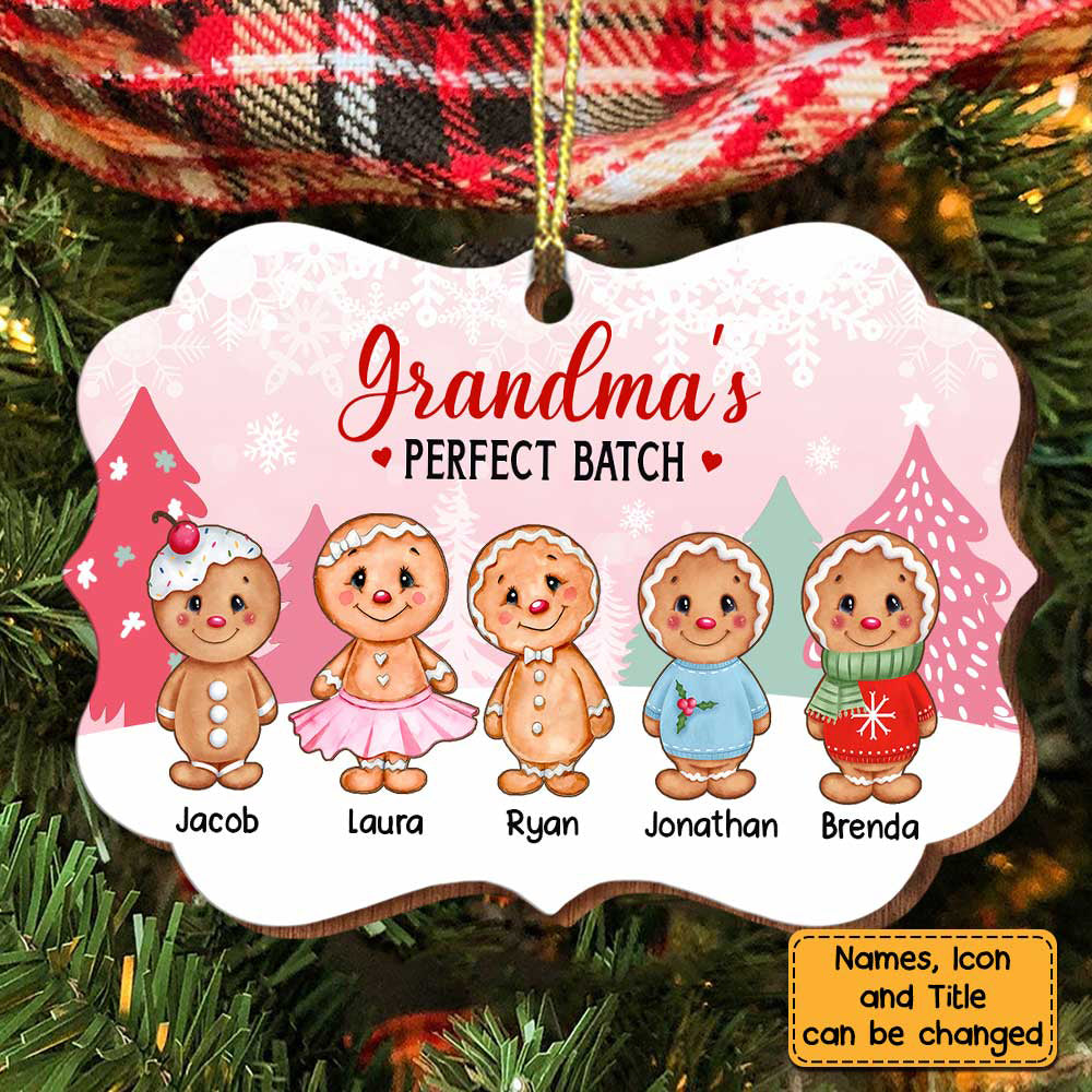 Personalized Grandma's Perfect Batch Gingerbread Kid Wood Ornament