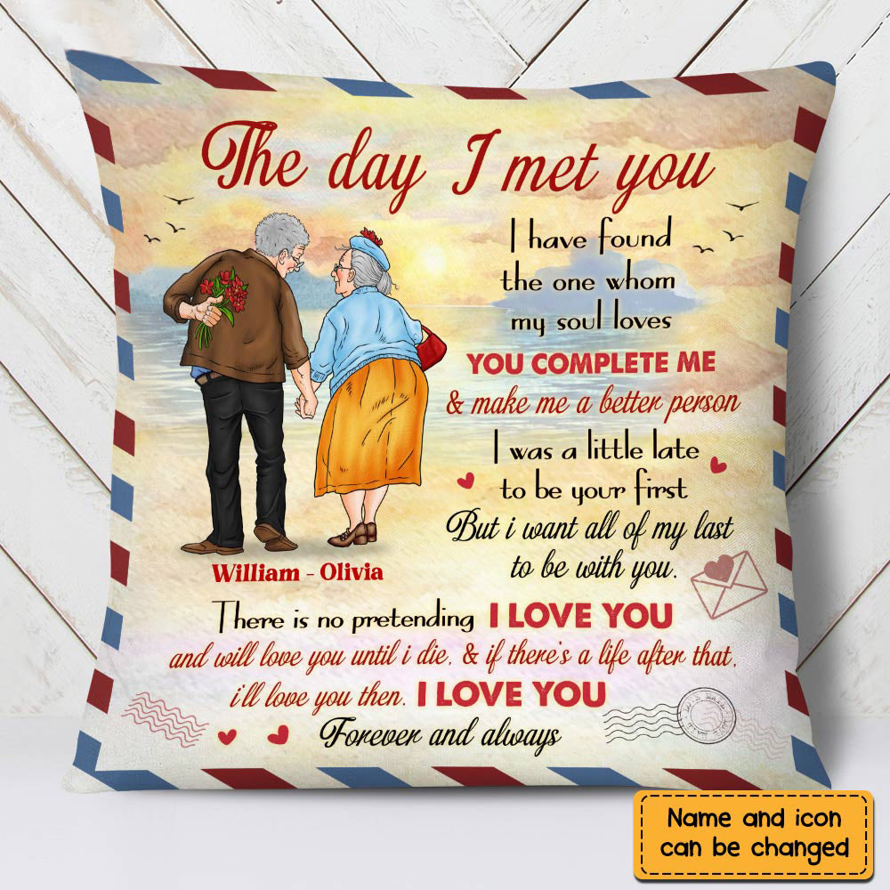 Personalized Old Couple The Day I Met You Love Letter Pillow