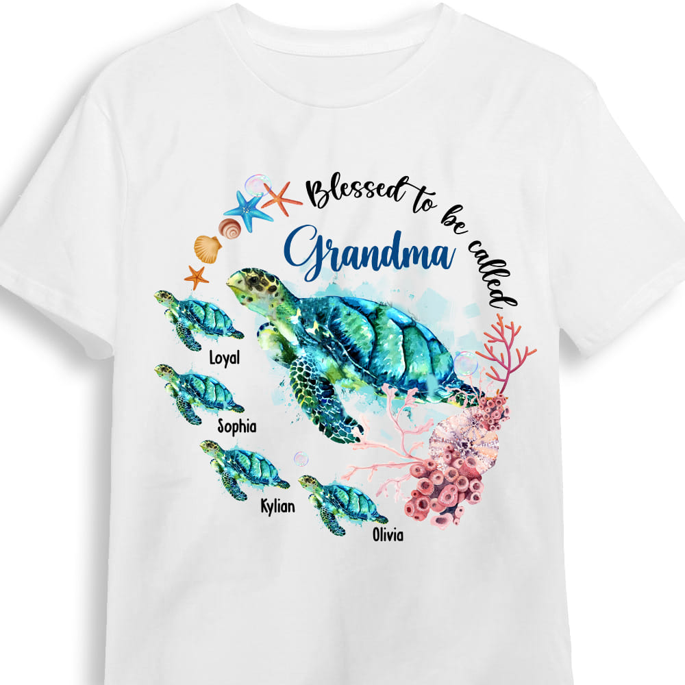 Personalized Blessed To Be Called Grandma Turtle T-shirt