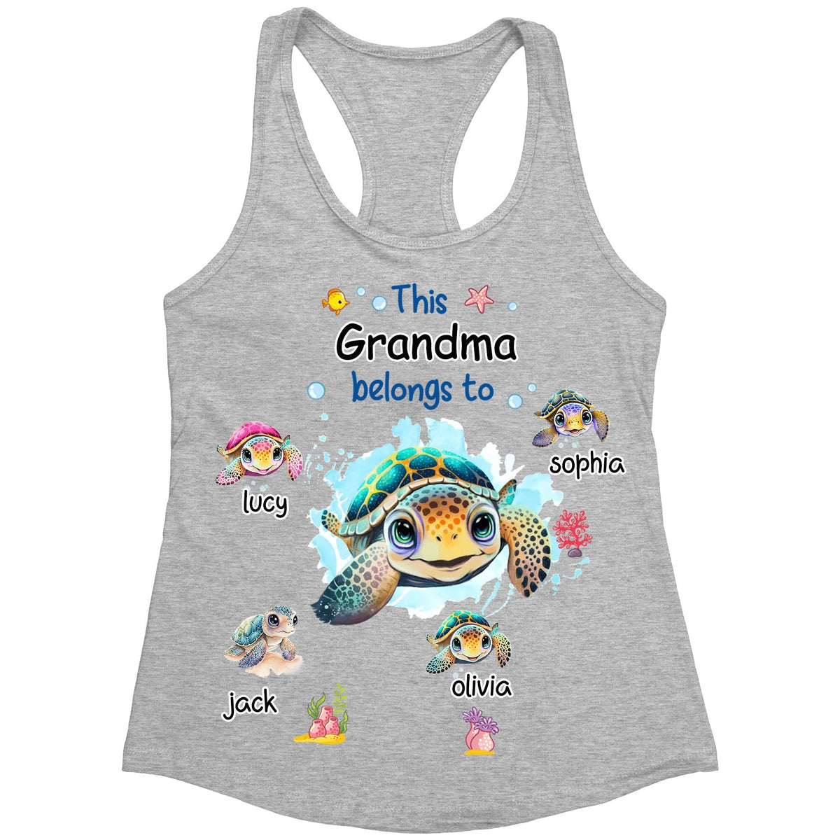 This Grandma Belongs to Cute Ocean Turtles Personalized Tank Top