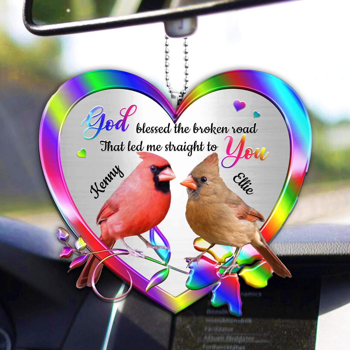 Cardinal Couple God Blessed Personalized Ornament