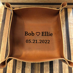 Personalized Leather valet tray - Couple,Anniversary Gift For Men