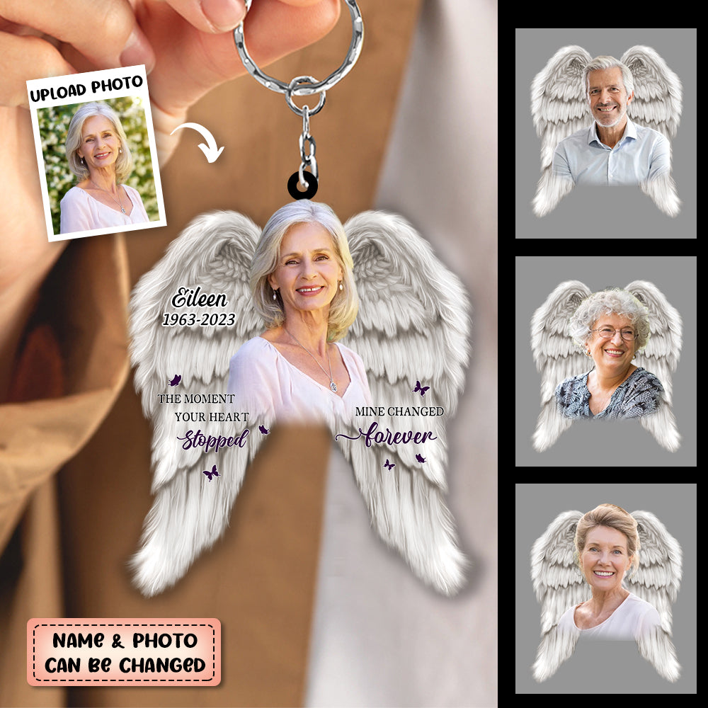 Personalized Wings In Memory Of Loved Ones Keychain