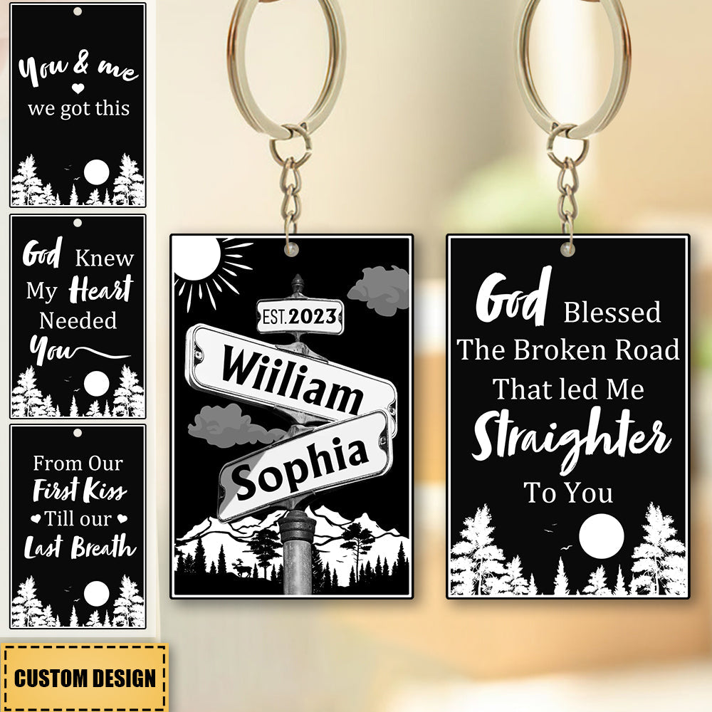 Personalized Street Sign Couple Keychain