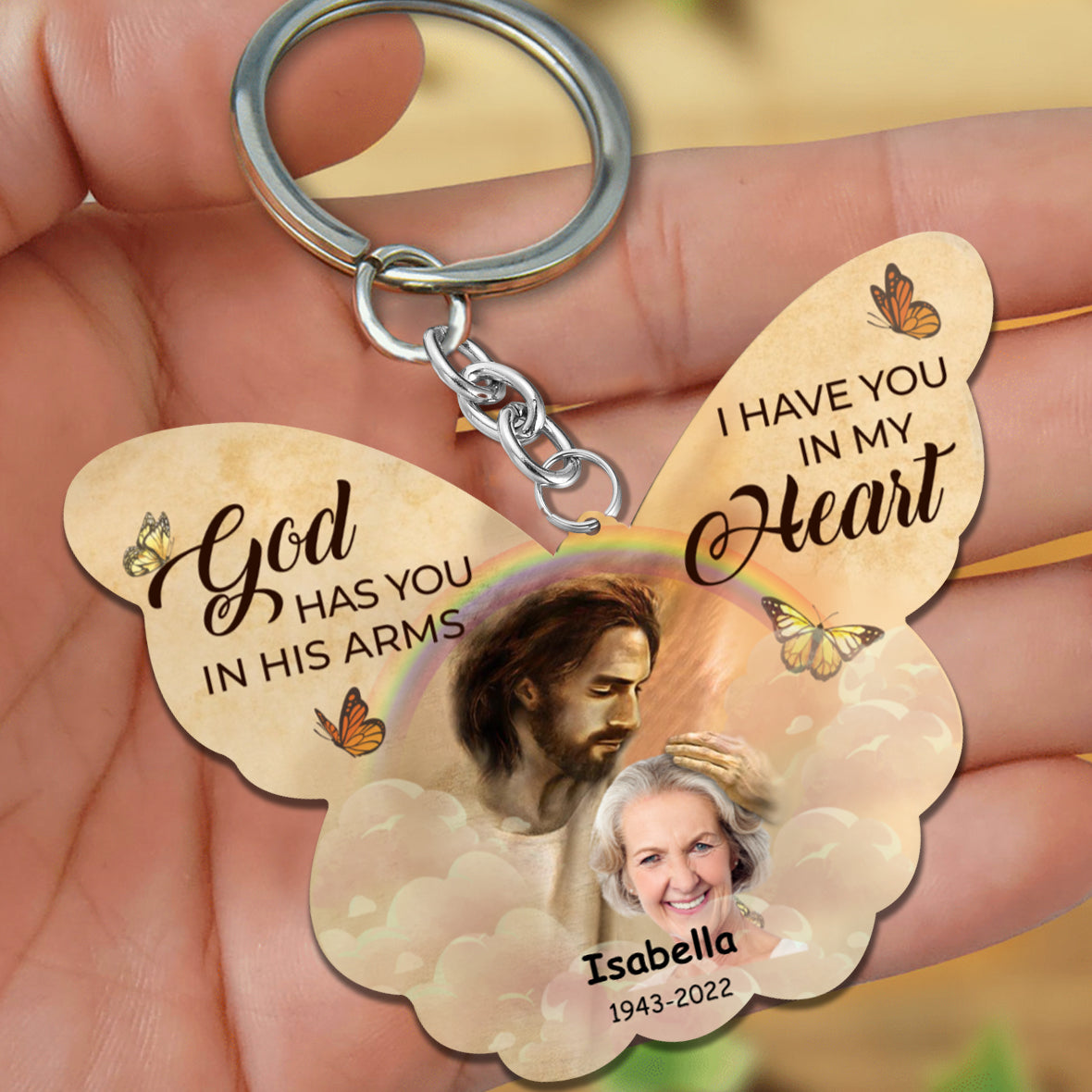 I Have You In My Heart Personalized Butterfly Keychain