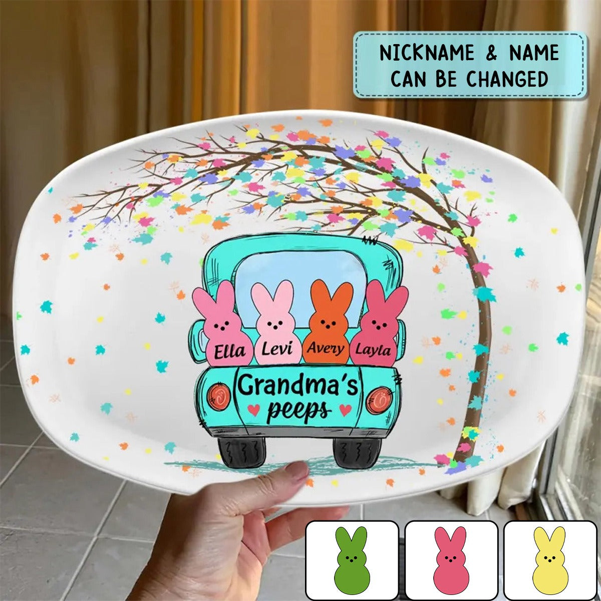 Personalized Grandma's Rabbit Gift For Family Platter