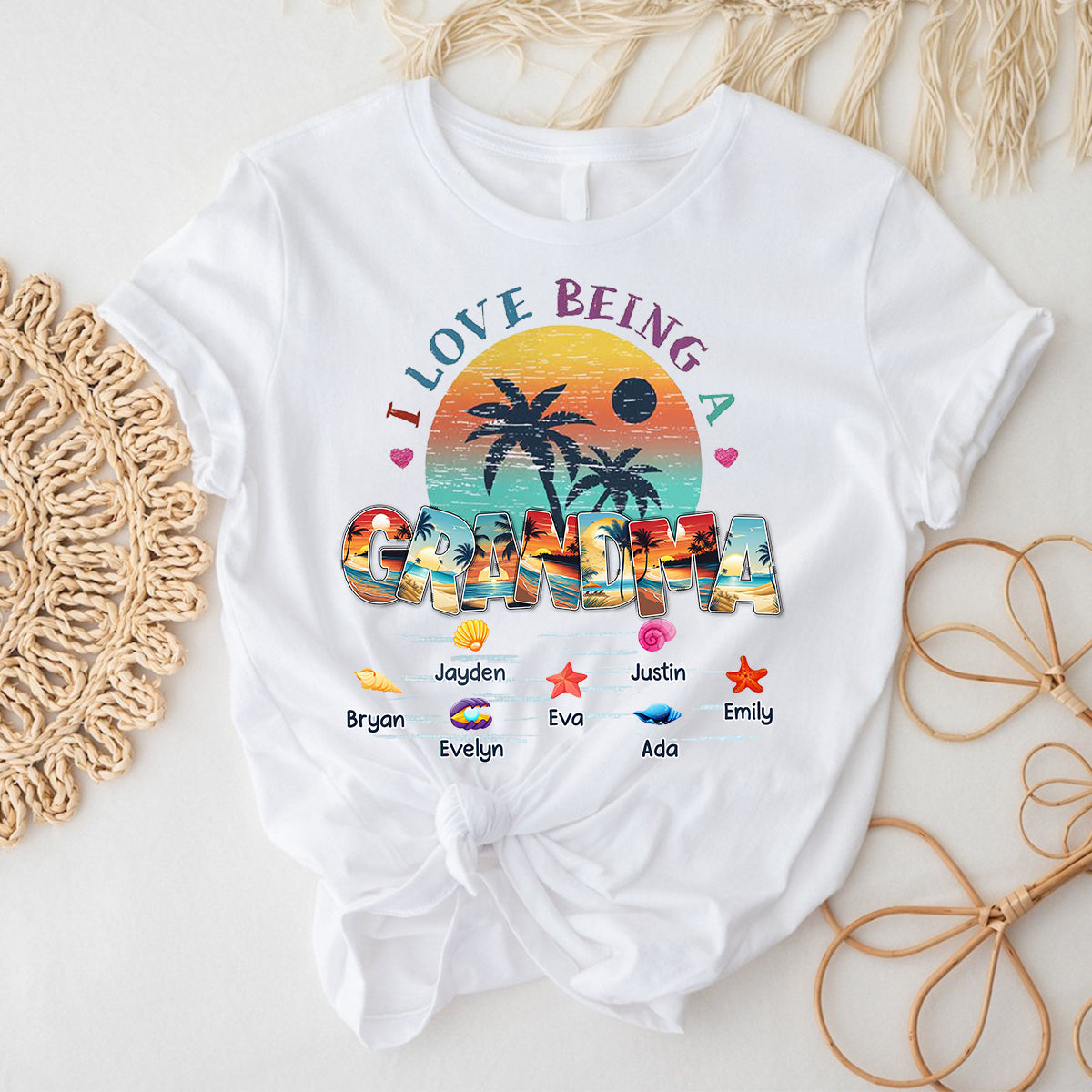 Personalized Gift For Grandma Beach Summer Vacation I Love Being A Grandma T-shirt