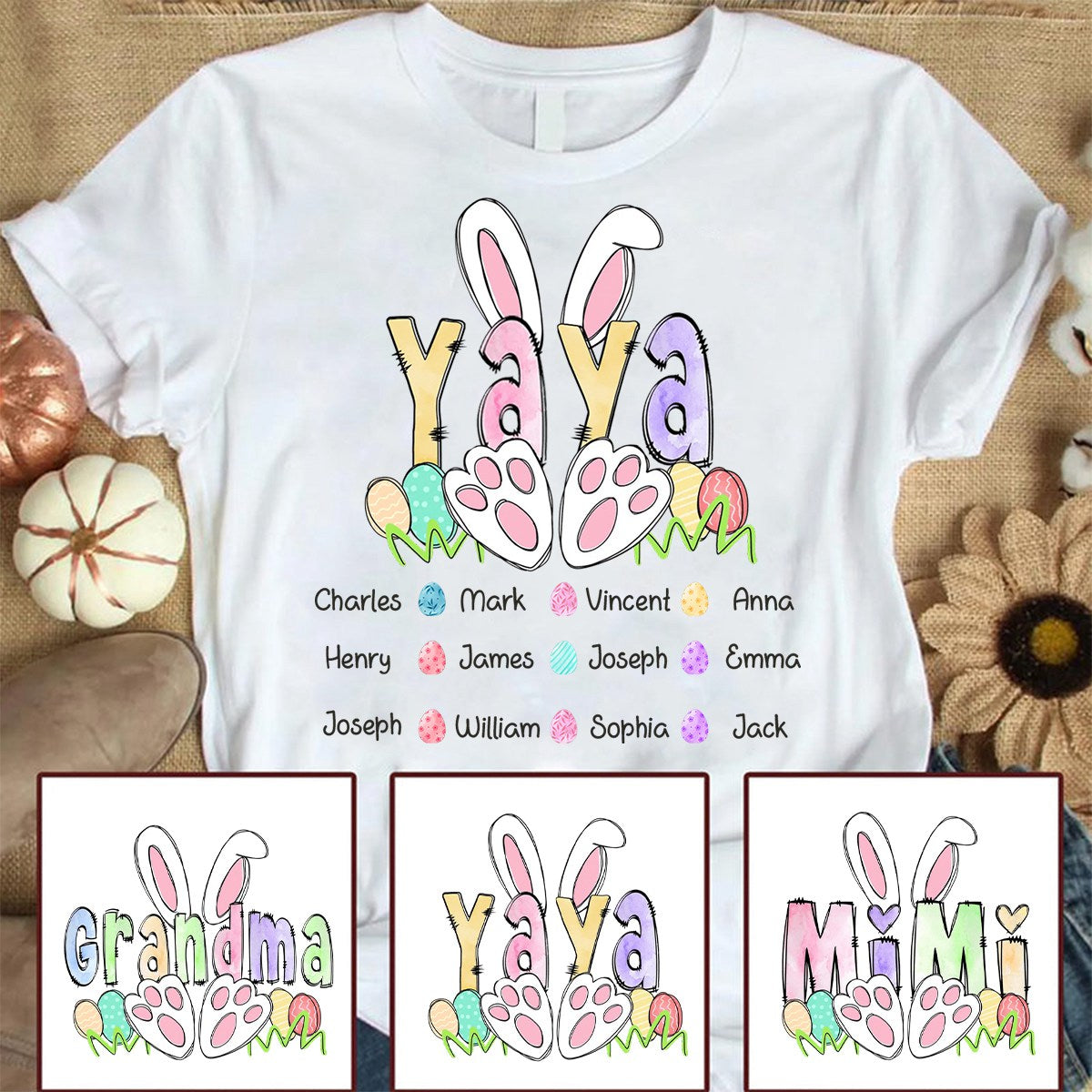 Personalized Easter Rabbit Pure Cotton T-shirt Gift For Grandma