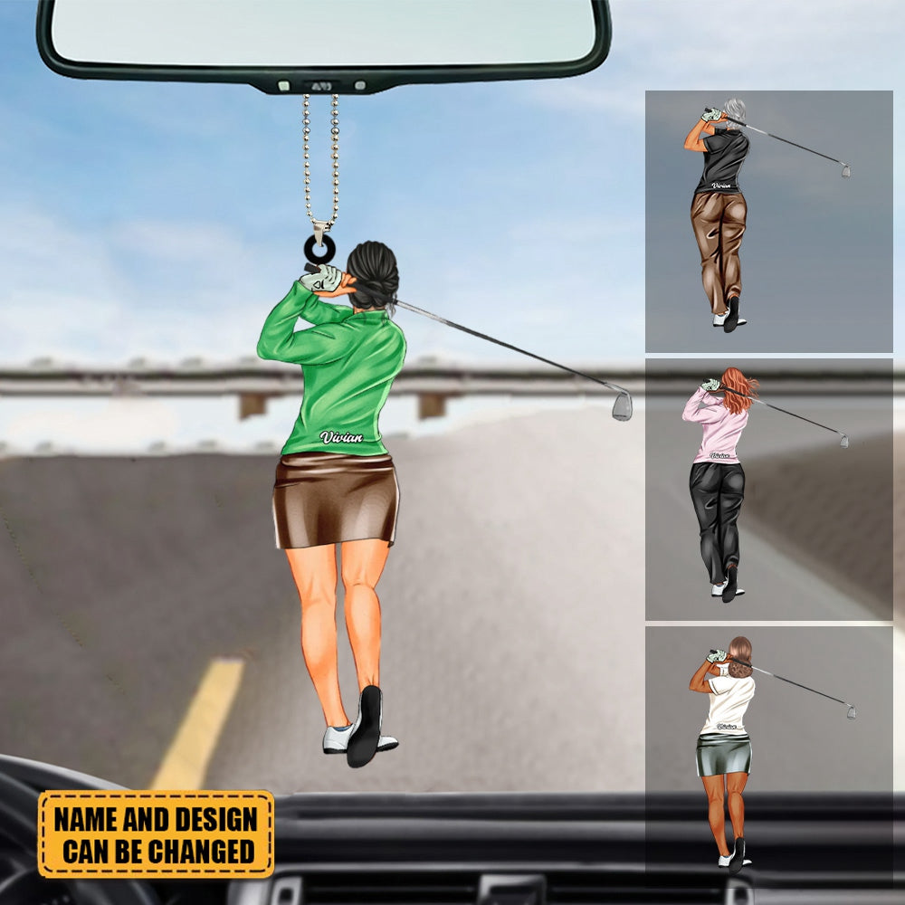 Personalized Golf Lady Acrylic Hanging Ornament