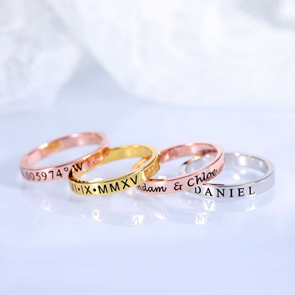 Customized Name Engraved Rings Personalized Engraving Stackable Name Rings - faceworm