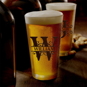Personalized Minimalist Monogram Vintage Style Beer Glass