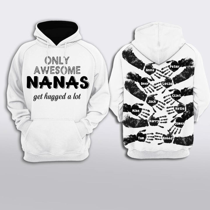 Personalized Only Awesome Grandma Kid Get Hugged A Lot Hoodie
