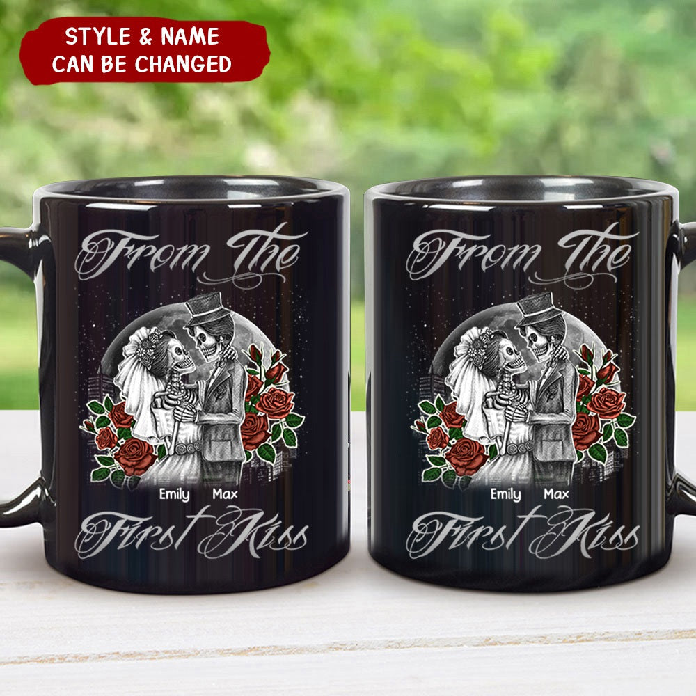 Skull Couple From The First Kiss Till The Last Breath Personalized Mug