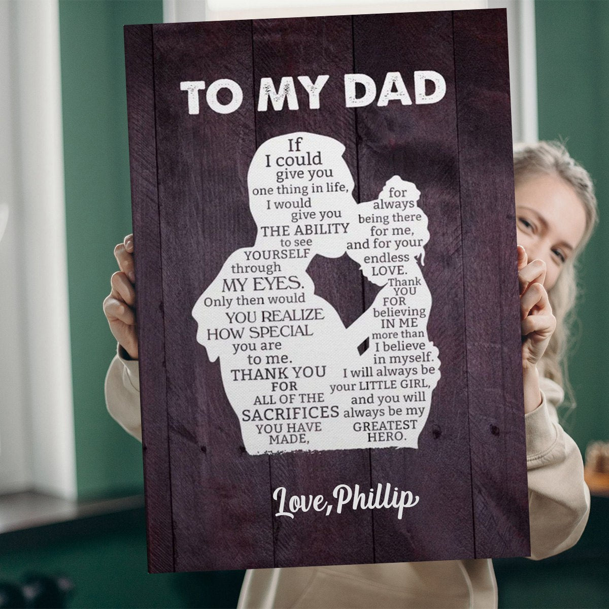 Personalized Gift For Dad From Daughter "My Greatest Hero" Premium Canvas