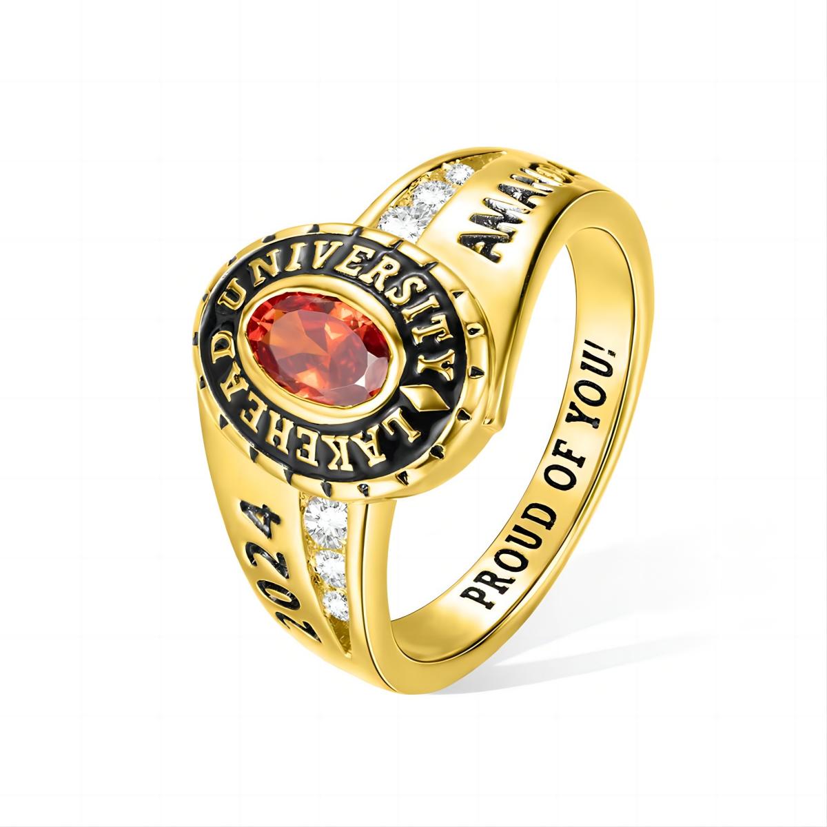 Personalized Engraved Birthstone Graduation Ring Gift for Class of 2024 Graduates