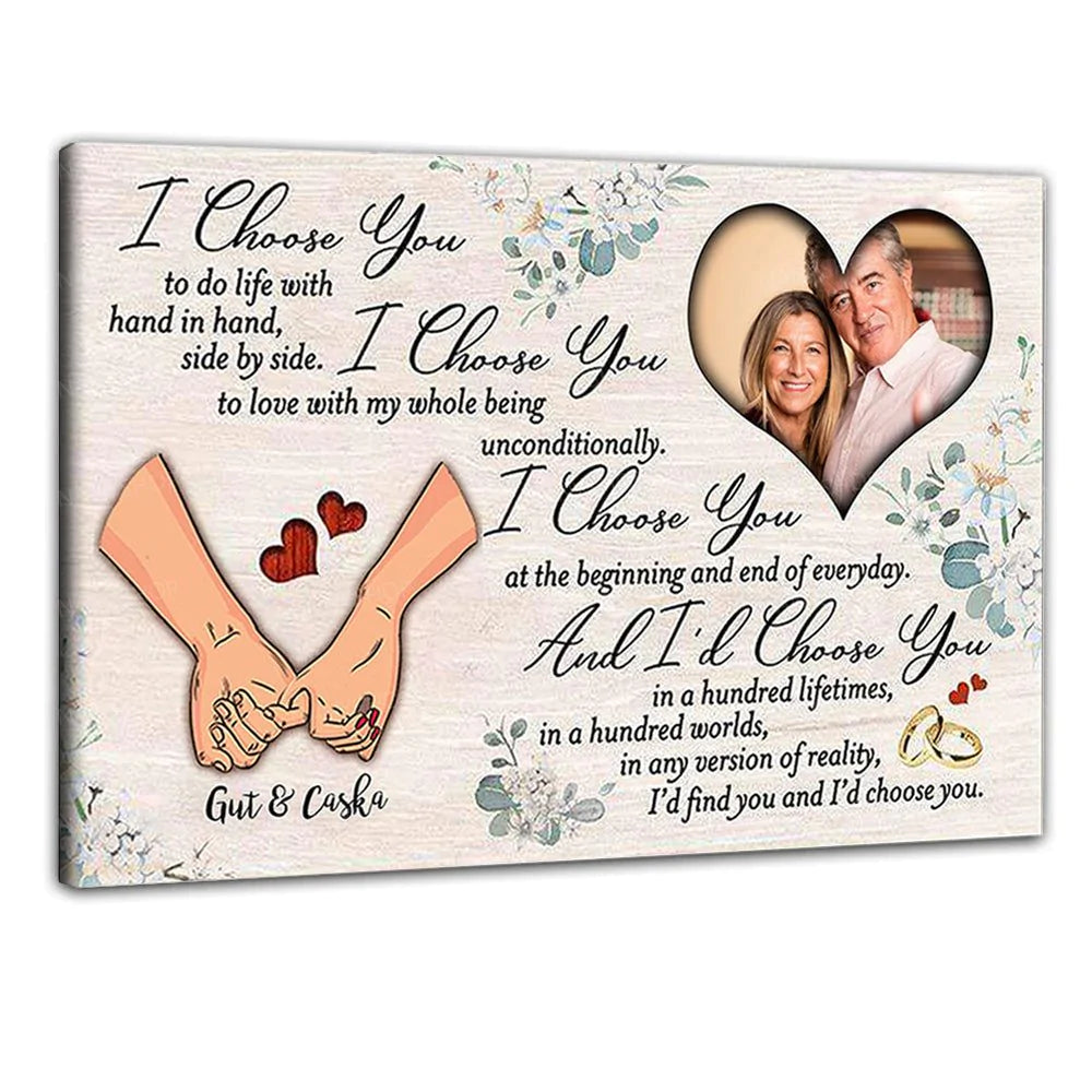 I Choose You Personalized Photo Canvas Gift For Couple