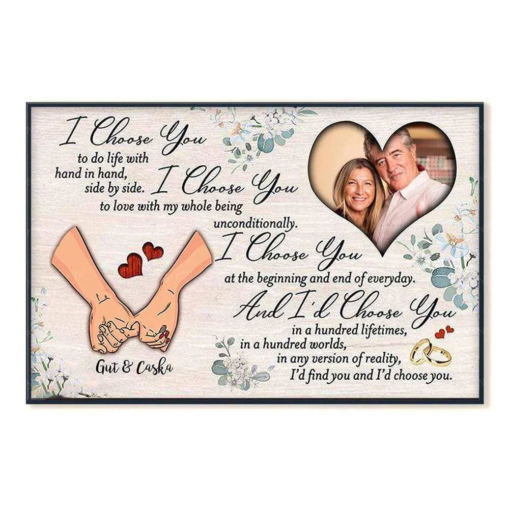 I Choose You Personalized Photo Canvas Gift For Couple