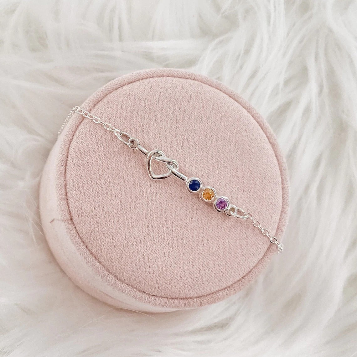 Personalized Family/Friend Birthstones Heart Bracelet