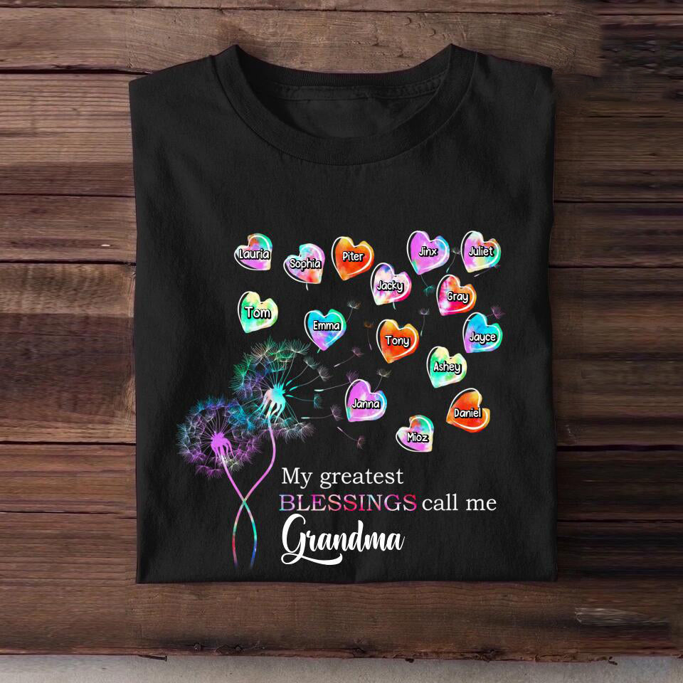 Personalized Grandma Dandelion Flower Heart T-shirt or Sweatshirt