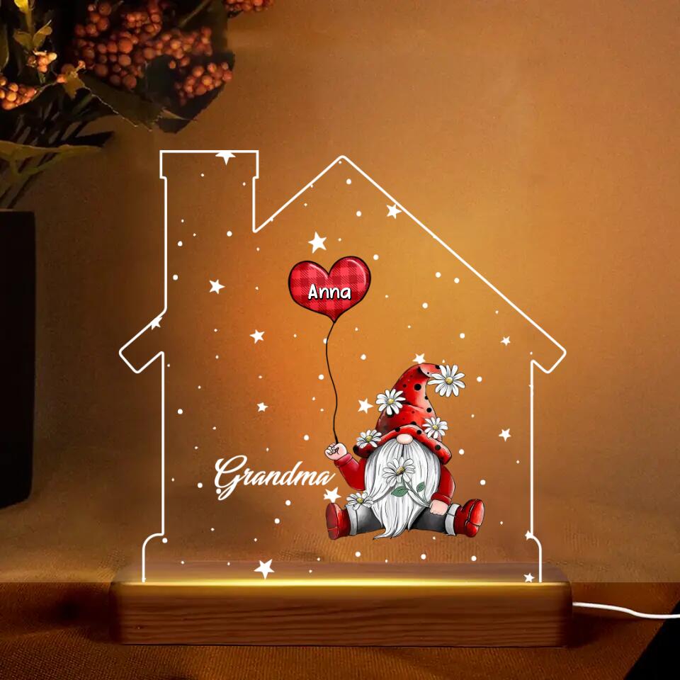 Personalized Grandma & Kid Name Dwarf House Led Lamp Acrylic Plaque
