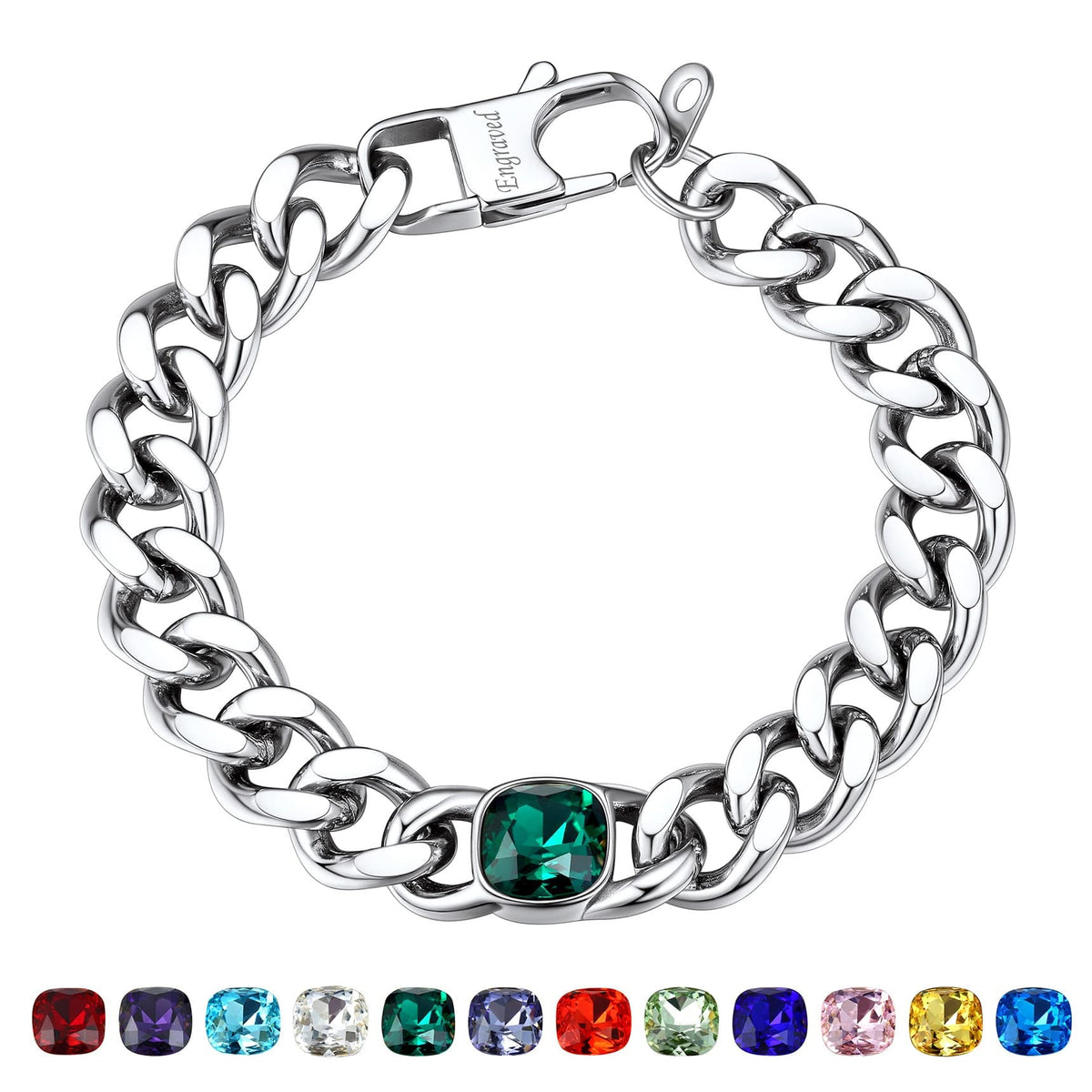 Personalized Cuban Link Birthstone Bracelet For Men Women