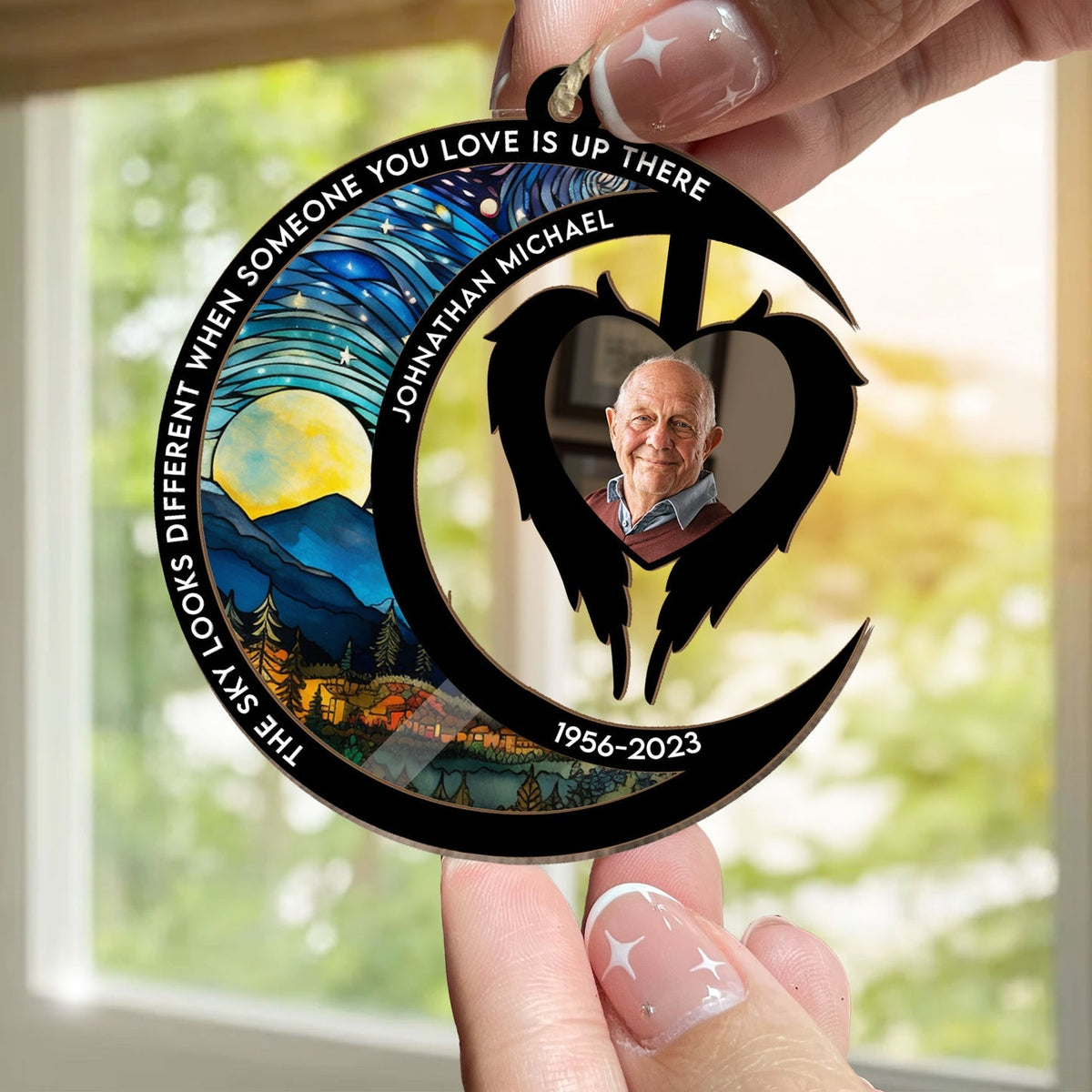 The Sky Looks Different When Someone You Love Is Up There - Personalized Memorial Photo Ornament