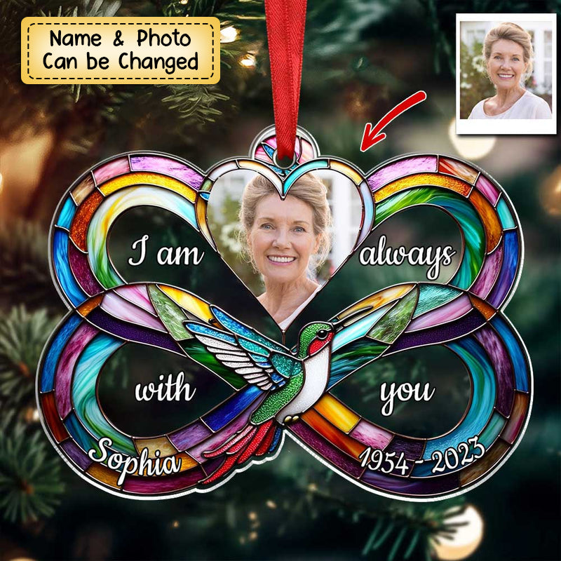 Personalized Upload Photo Heart Infinity Hummingbird, I Am Always With You Ornament