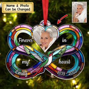 Personalized Upload Photo Heart Infinity Hummingbird, I Am Always With You Ornament