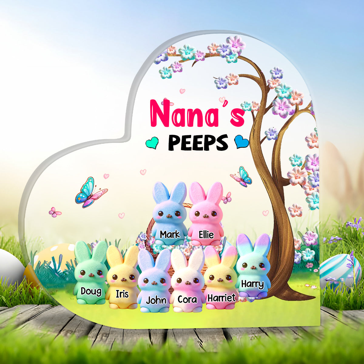 Personalized Grandma's Marshmallow Heart-Shaped Acrylic Plaque