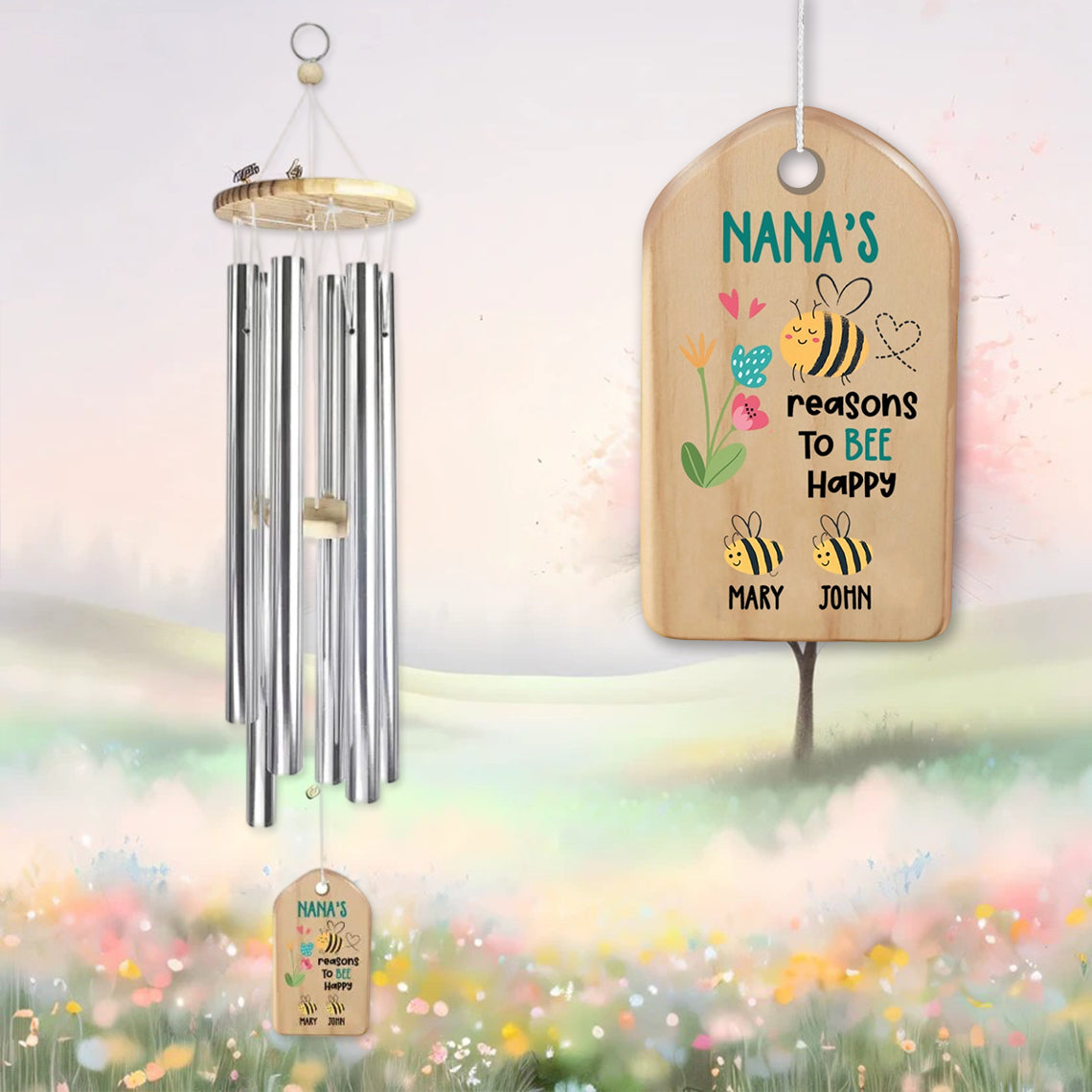 Reason To Be Happy Family Wind Chimes Personalized Gifts
