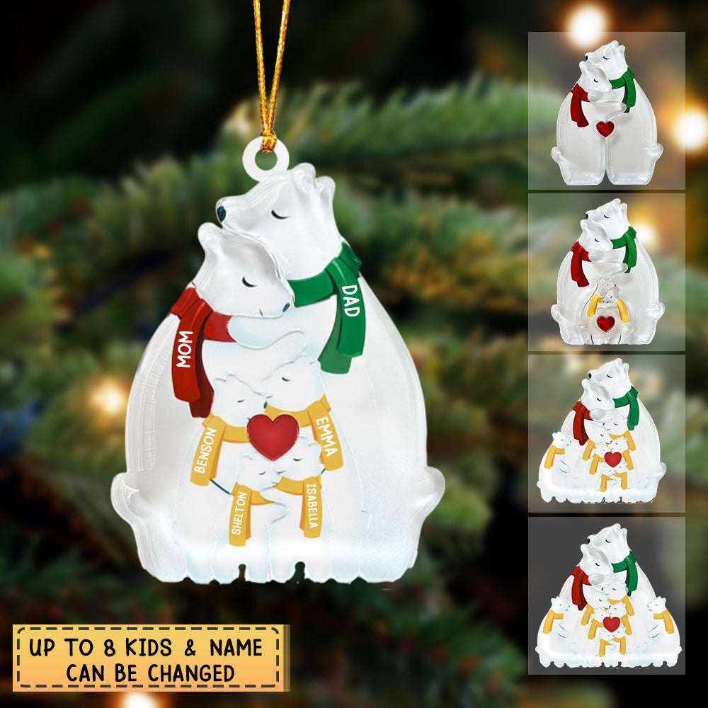 Personalized Hugging Bear Family Acrylic Ornament