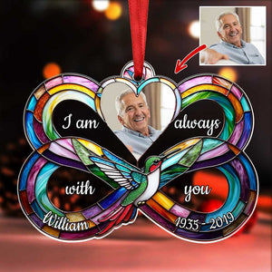 Personalized Upload Photo Heart Infinity Hummingbird, I Am Always With You Ornament